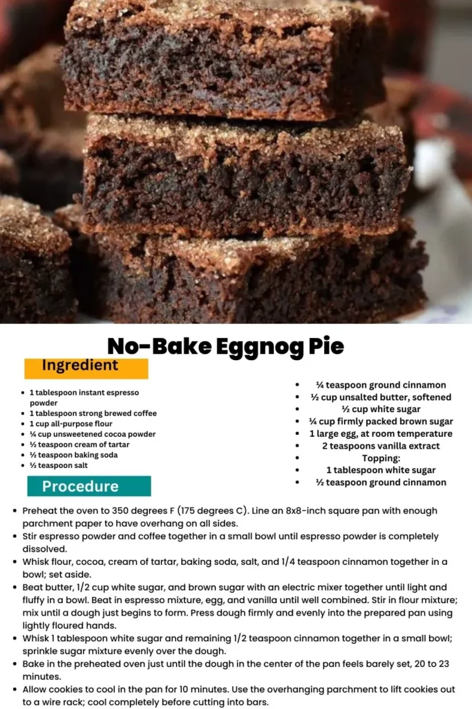 ingredients and instructions to make Espresso Chocolate Bars