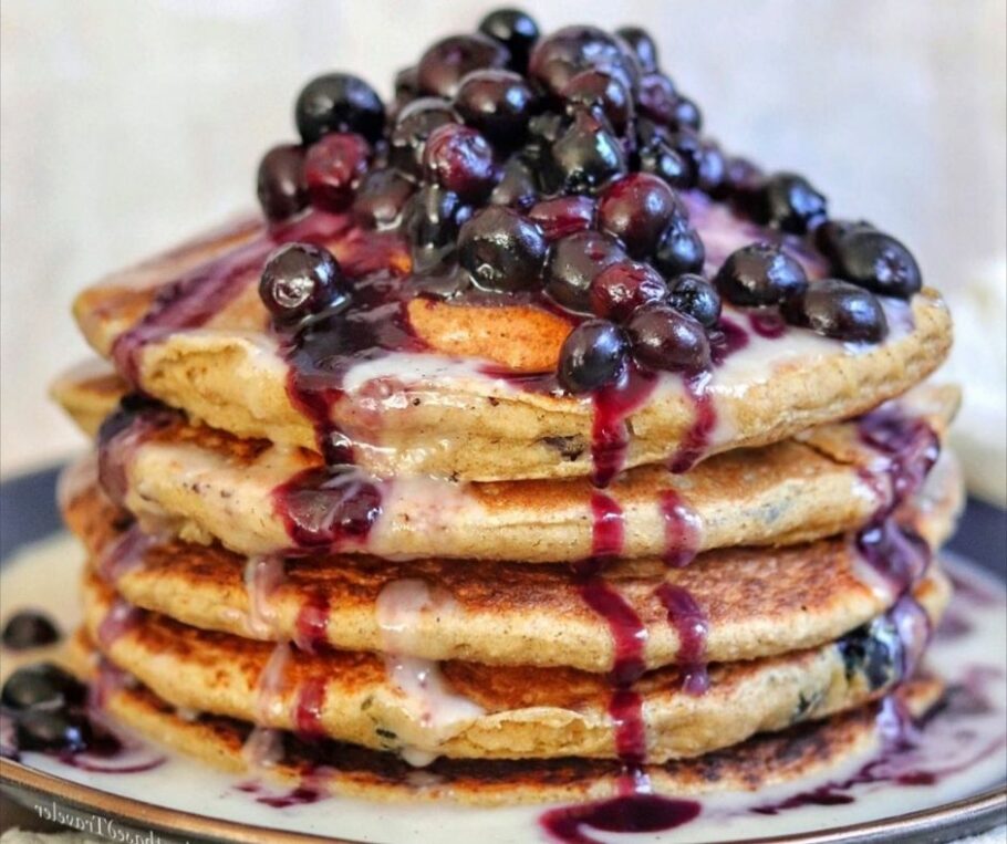 Vanilla Oat Blueberry Pancakes