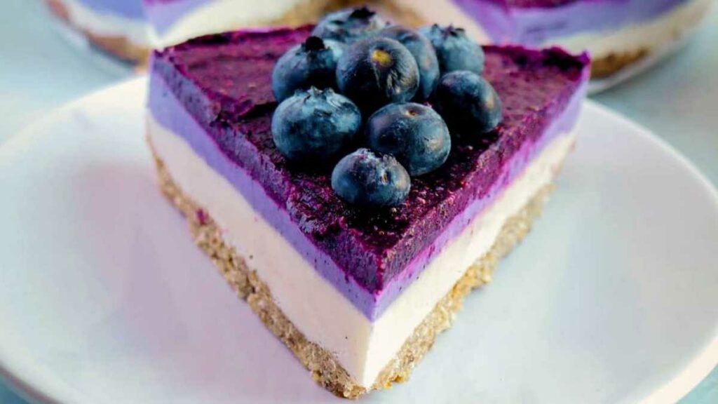 Layered Blueberry Cheesecake (Gluten Free) Vegan