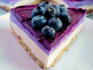 Layered Blueberry Cheesecake (Gluten Free) Vegan