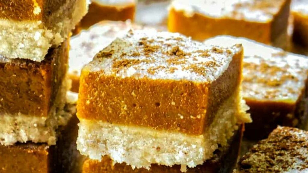 Salted Caramel Sweet Potato Pumpkin Pie Bars