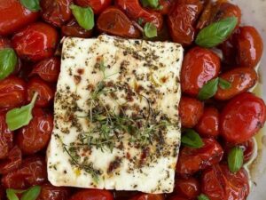 Baked feta with roasted cherry tomatoes