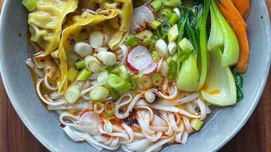 Easy chicken gyoza noodle soup