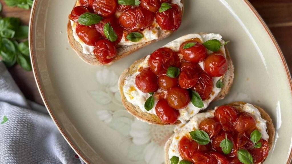 Oven Roasted Tomatoes & Burrata bruschetta (1)