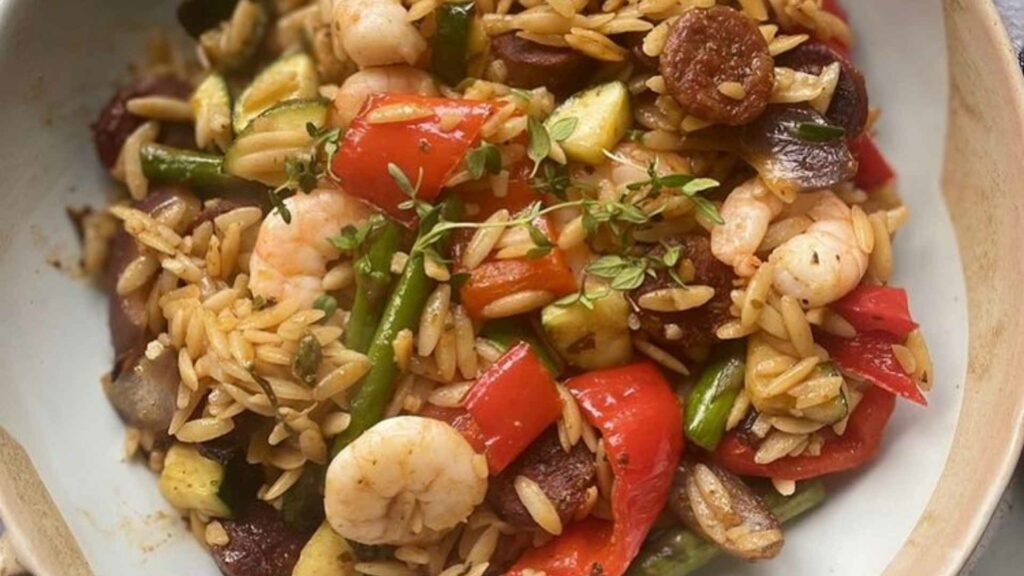Prawn And Chorizo Orzo Traybake