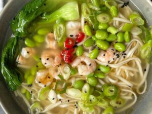 Prawn and miso noodle soup