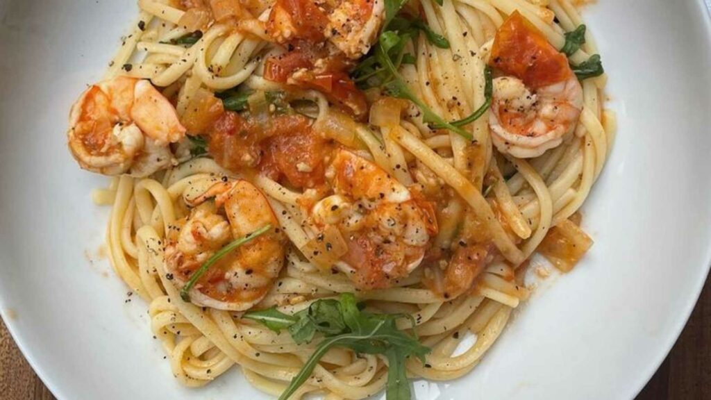 Prawn linguine with nduja