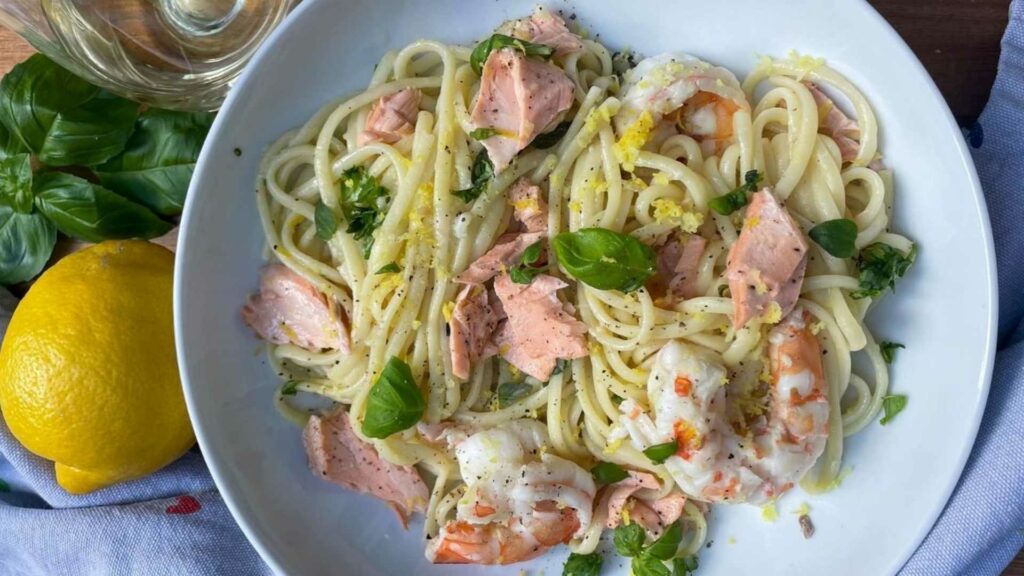 Prawn, salmon & lemon pasta