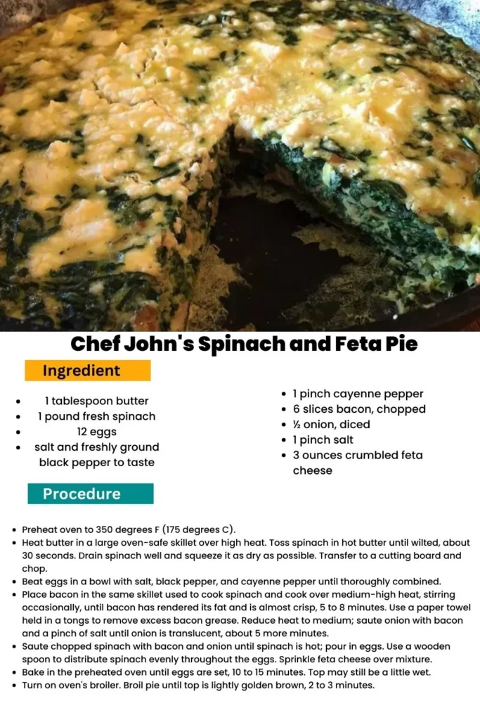 ingredients and instrucions to make A Spinach and Feta Pie Fit