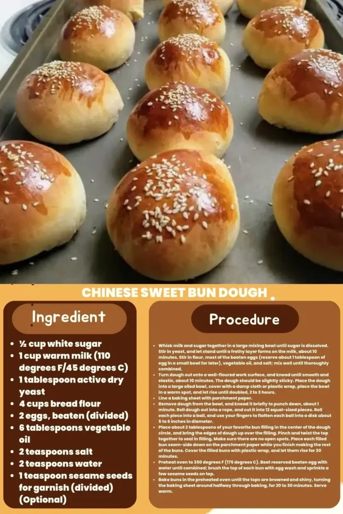 Ingredients and instructions to make Chinese Sweet Bun Dough recipe 