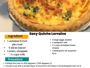 ingredients and instructions to make Ultimate quiche Lorraine Swiss Cheese