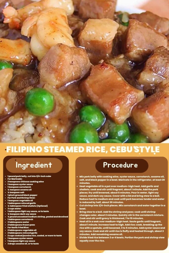 ingredients and instructions to make CEBU-STYLE STEAMED FRIED RICE