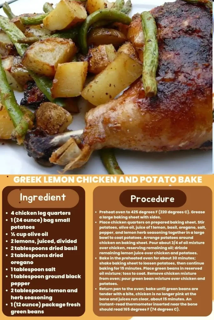 ingredients and instructions to make Authentic Greek Lemon Roasted Chicken and Potatoes