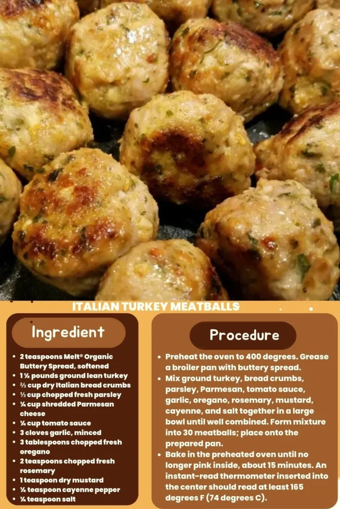 ingredients and instructions to make Italian Turkey Meatballs in Tomato Sauce