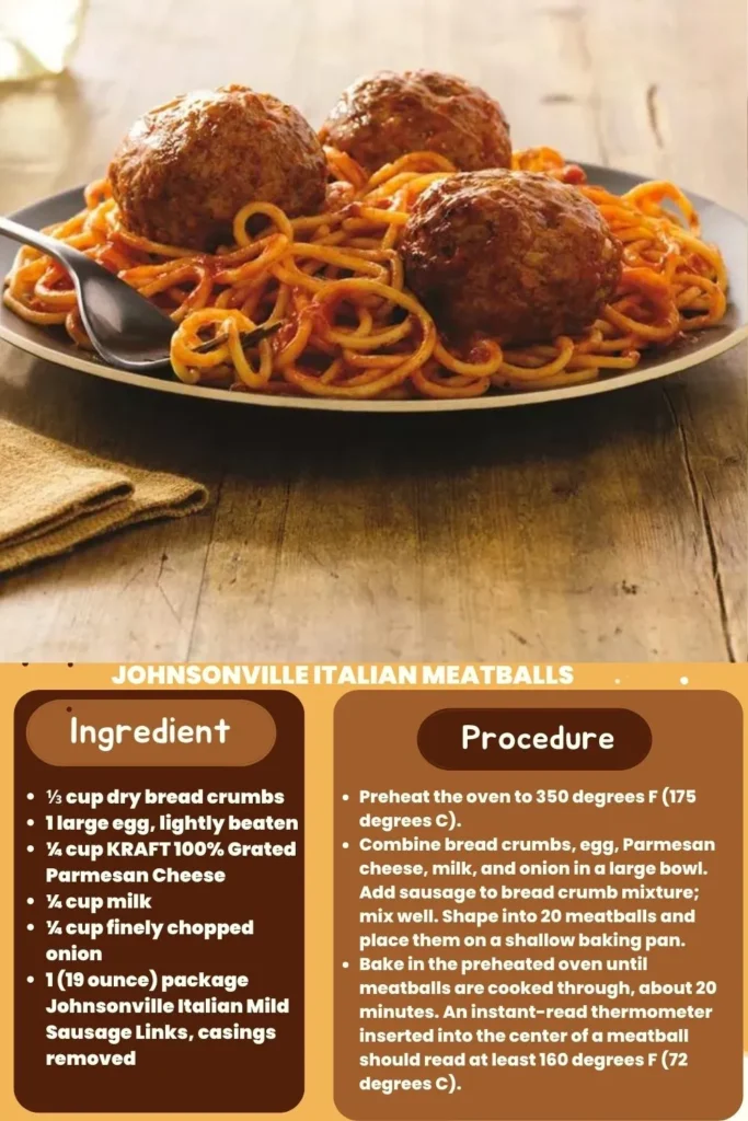 ingredients and instructions to make Johnsonville Meatballs Classic Italian Style Cooked 