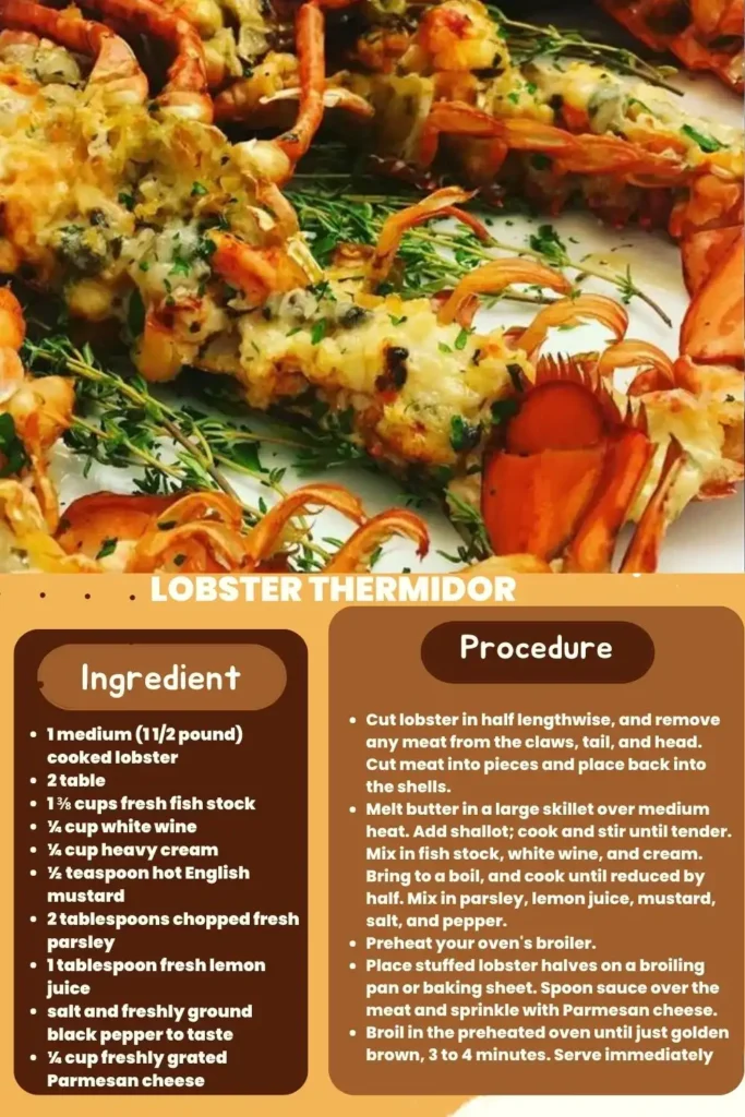 ingredients and instructions to make lobster thermidor recipe