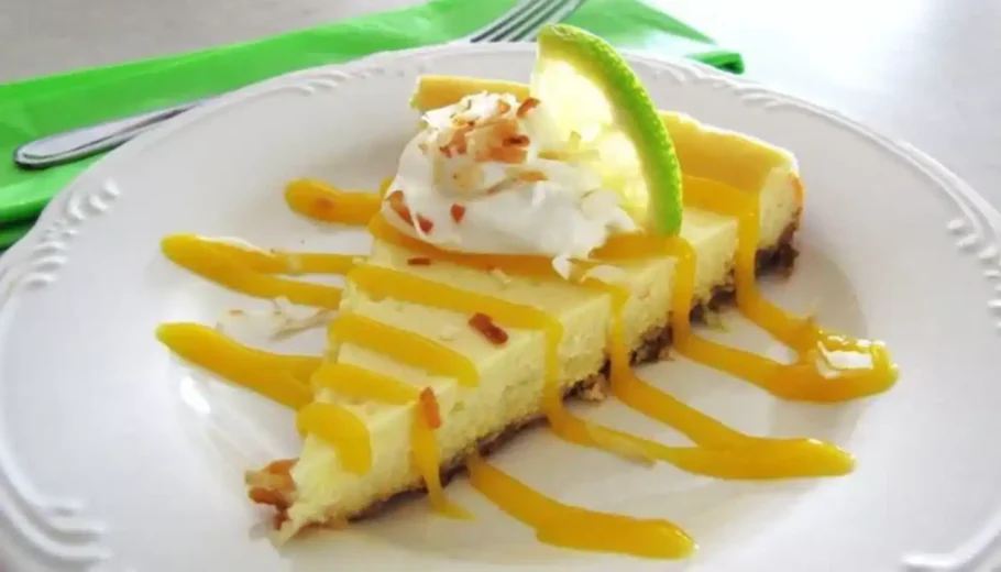 This heavenly dessert combines creamy cheesecake infused with zesty lime and topped with juicy mango slices, creating a burst of flavors that will transport you to a sunny paradise.
