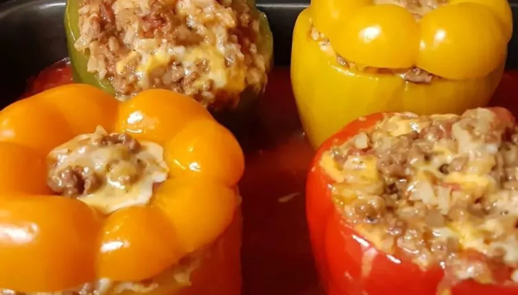 This savory recipe features perfectly roasted peppers generously filled with a tantalizing blend of ingredients, including a medley of aromatic herbs, spices, and a creamy, melty cheese.