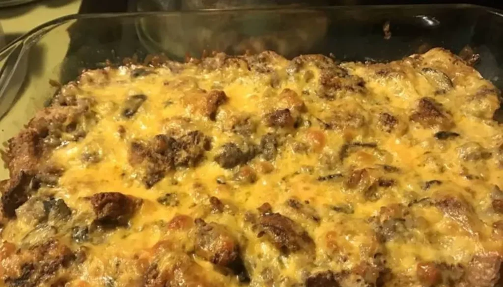 This mouthwatering dish combines savory breakfast sausage, creamy cheese, and a medley of flavorful ingredients.