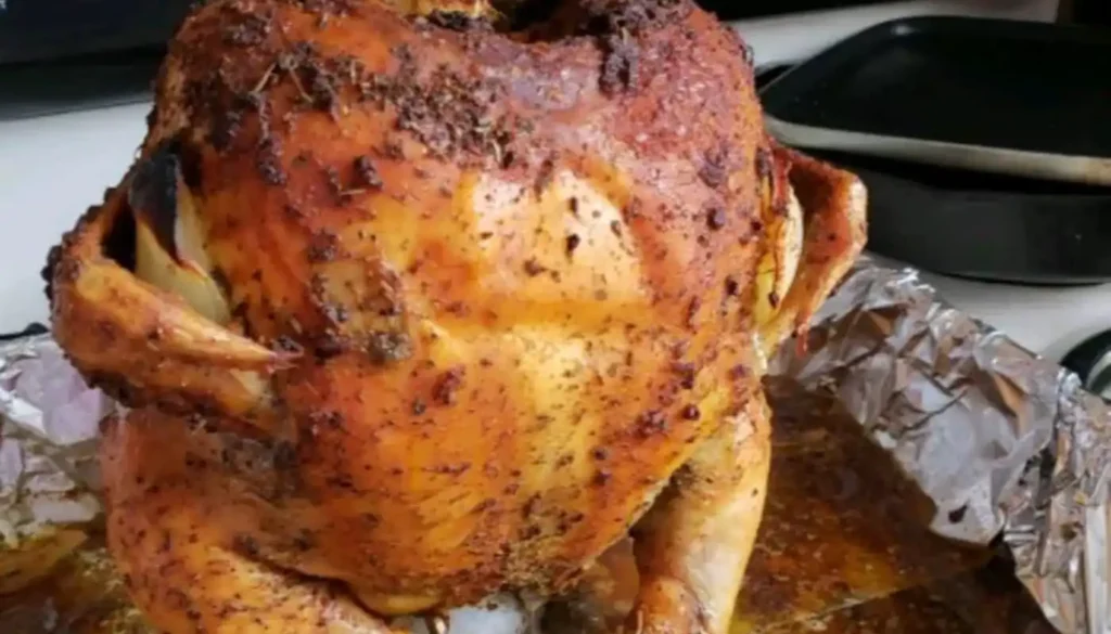Perfectly seasoned and roasted to perfection, this savory dish features a whole chicken infused with aromatic flavors, tenderized to succulent perfection