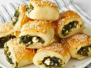 These savory appetizers combine flaky puff pastry with a delightful blend of spinach and cheese, creating a perfect balance of textures and tastes.