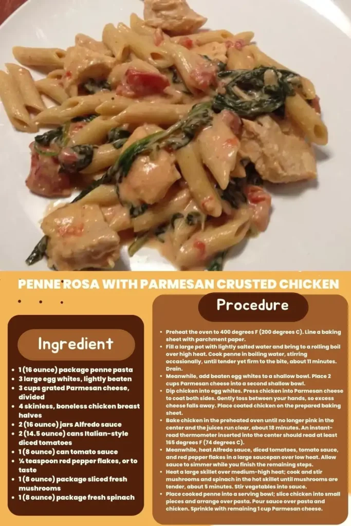 ingredients and instructions to make Chicken Mushroom Baked Ziti