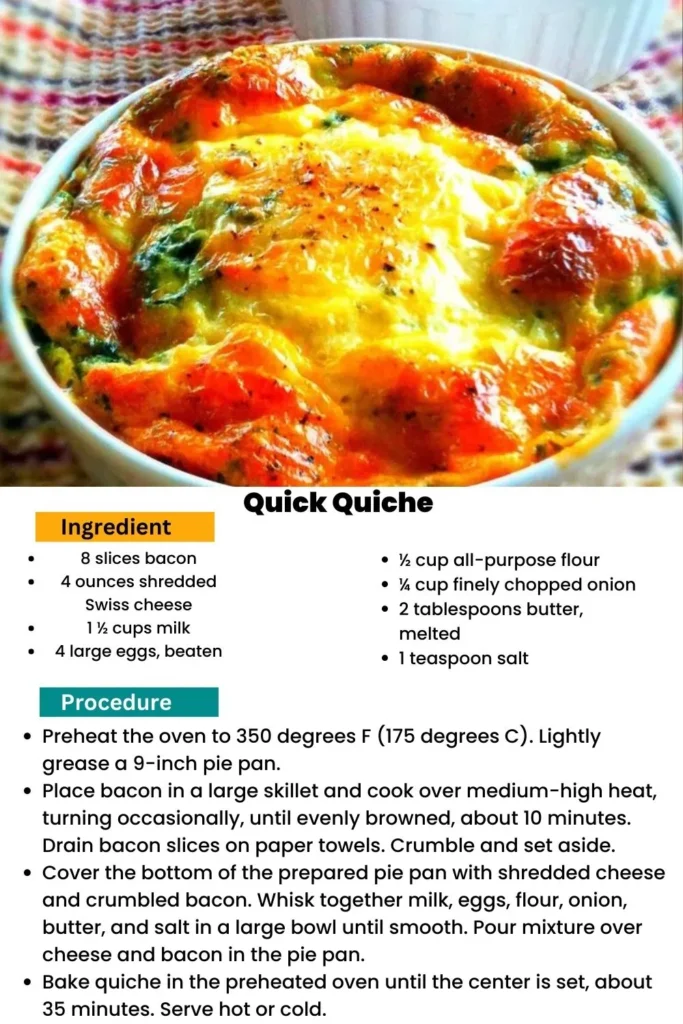 ingredients and instructions to make Basic Quiche Recipe (Any Flavor!)