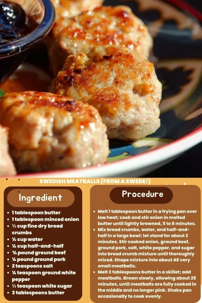 ingredients and instructions to make Meatballs Froma a Swede