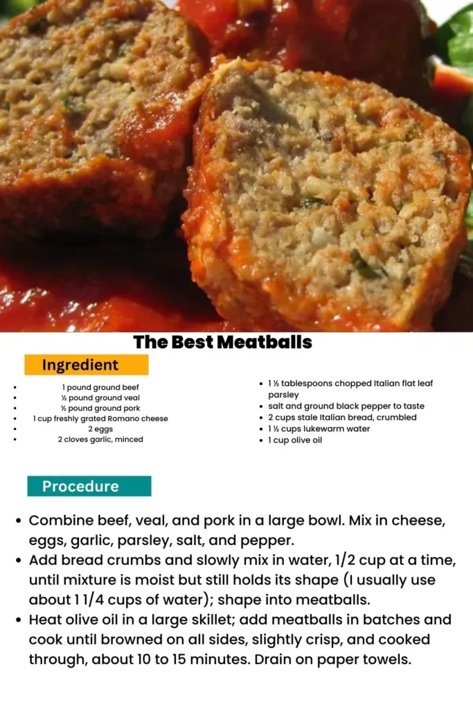 ingredients and instructions to make Classic Meatballs