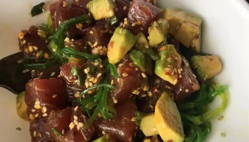 Savor the delicate flavors of succulent Ahi tuna, expertly seared to perfection and paired with a harmonious blend of aromatic spices.