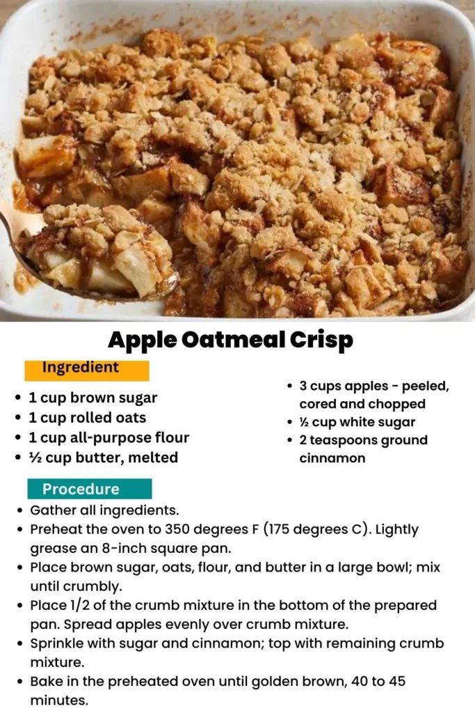 ingredients and instructions to make Heavenly Apple Oatmeal Crisp Tart