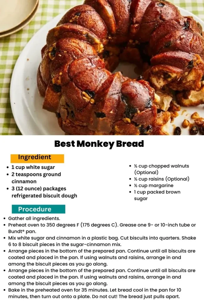 ingredients and instructions to make Delicious Cinnamon Monkey Bread Recipe