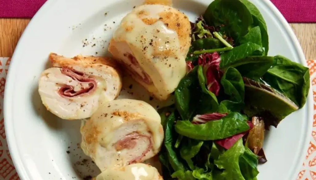 Tender chicken breasts stuffed with gooey cheese and savory ham, then coated in a crispy breadcrumb crust.