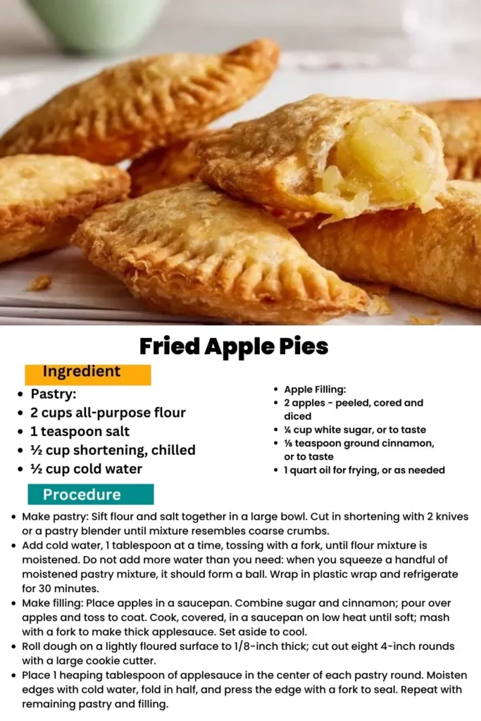 ingredients and instructions to make Pan-Fried Apple Hand Pies