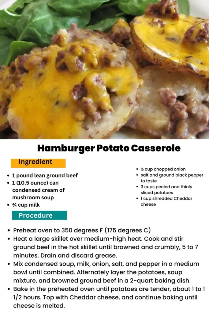 ingredients and instructions to make Cheesy Hamburger Potatoes