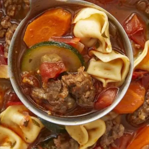 This hearty and flavorful soup combines savory Italian sausage, perfectly cooked tortellini, and a rich tomato broth infused with just the right amount of spice.