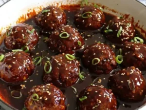 These savory, mouthwatering meatballs are expertly infused with the rich, smoky goodness of BBQ, complemented by the irresistible tang of authentic Korean spices.
