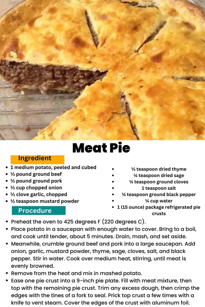 ingredients and instructions to make Hearty Ground Meat Pie