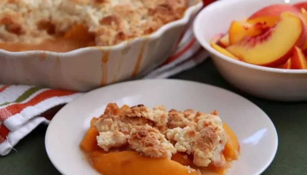 This delightful treat effortlessly combines the sweetness of juicy peaches with the convenience of a cake mix. Impress your loved ones with this simple yet satisfying dish that captures the flavors of summer.