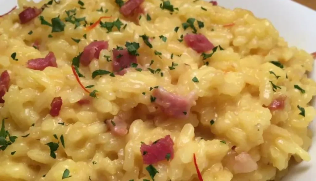 This mouthwatering dish combines the rich flavors of saffron-infused Arborio rice with the irresistible crunch of perfectly crispy pancetta.