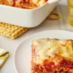Layers of tender pasta sheets, rich tomato sauce, savory ground meat, and a creamy blend of cheeses come together to create a truly delicious and satisfying dish.