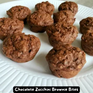 Delicious Chocolate Zucchini Brownie Bites on a plate