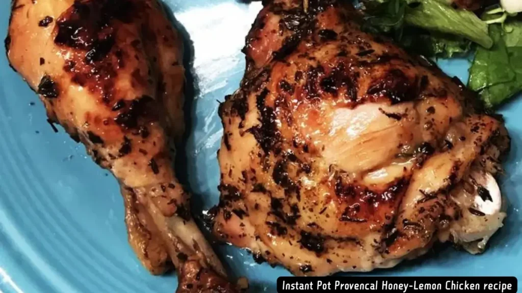 A beautifully browned honey-lemon chicken Recipe with herbs, cooked in an Instant Pot and served with a flavorful sauce.