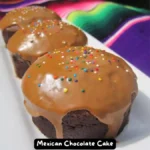 A slice of moist Mexican Chocolate Cake with a hint of cinnamon