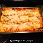 Spicy Vegetarian Lasagna with vibrant bell peppers and melted cheese