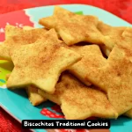 Biscochitos traditional cookies shaped in fleur-de-lis and sprinkled with cinnamon sugar.