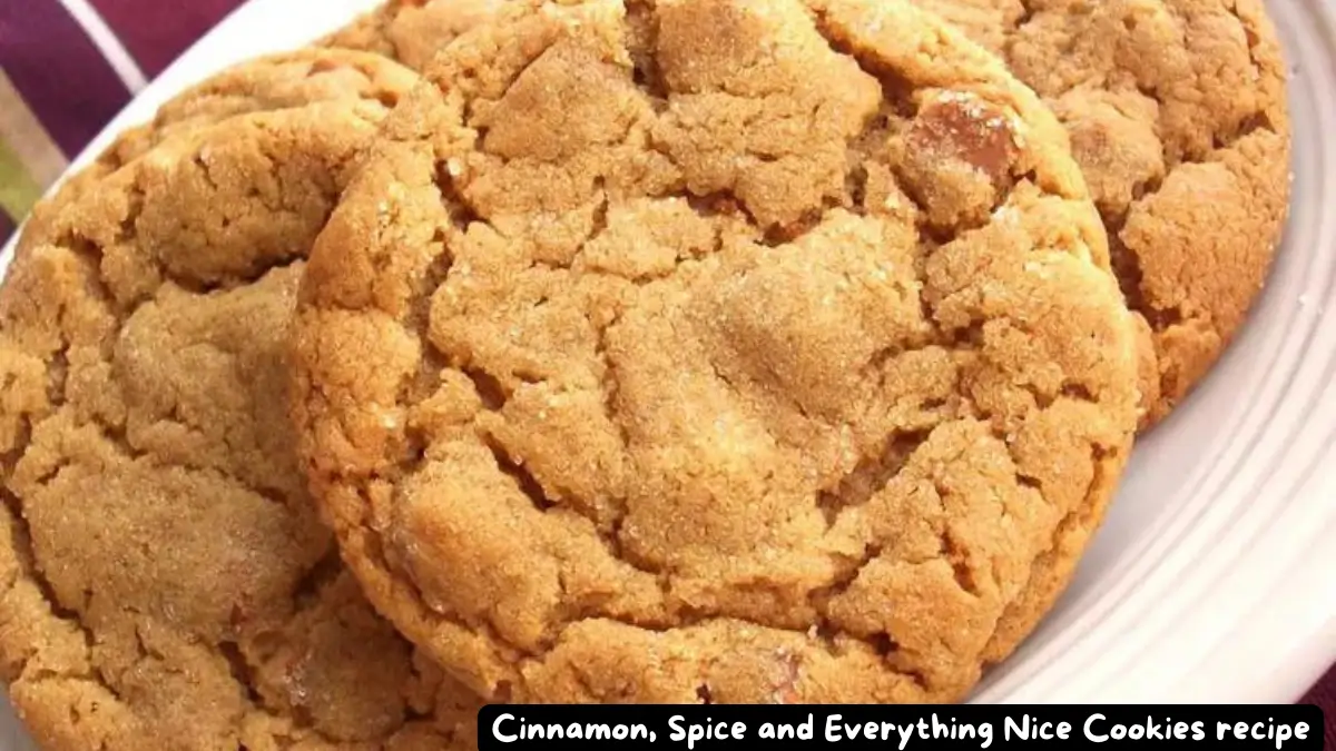 Close-up view of cinnamon, spice, and everything nice cookies on a plate.