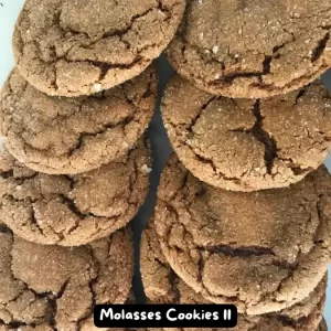 A plate of freshly baked, golden-brown molasses cookies