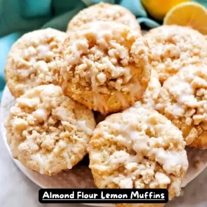 Gluten-Free Almond Flour Lemon Muffins with Crumble Topping and Lemon Glaze