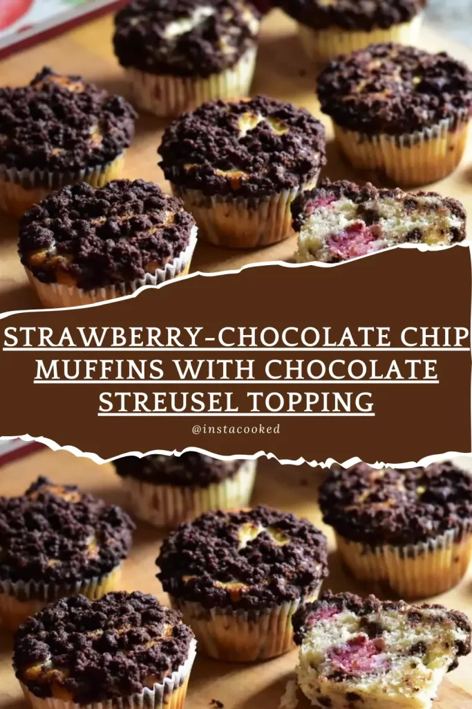 Strawberry Chocolate Chip Muffins with Chocolate Streusel Topping